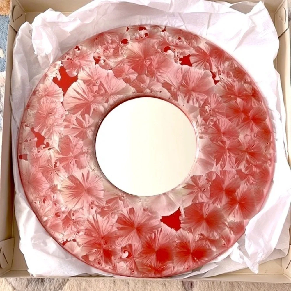 Brand New in Box Route 5 Round Ceramic Floral Decorative Mirror Red Pink White